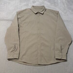 BYLT Premium Basics Button Up Shirt Mens Large Beige Strech Performance